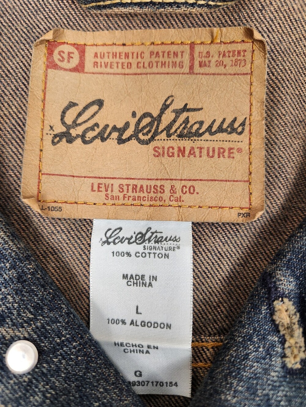 Levi Strauss Trucker Jacket Mens Large Dark Blue Vintage Wash Denim Button Biker - Picture 5 of 7